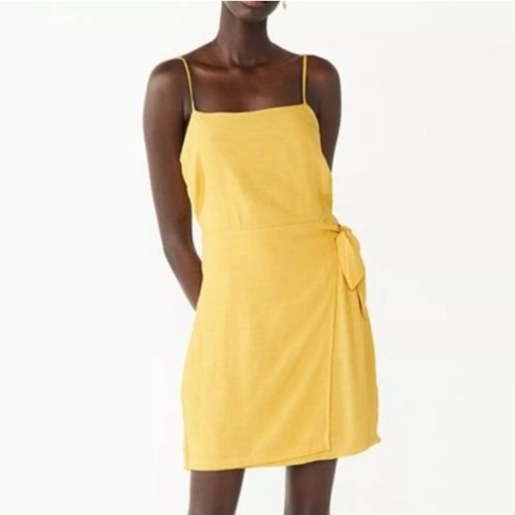 Nine West Side Cross Tie Mini Dress- Yellow - Picture 1 of 2